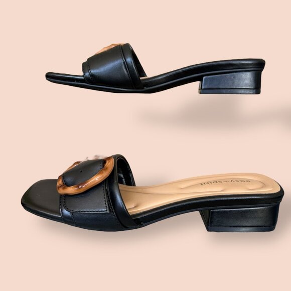 Easy‎ Spirit Womens Gatlin Slide Sandals Black Leather Comfort Low Heel Size 6.5 - Picture 3 of 7